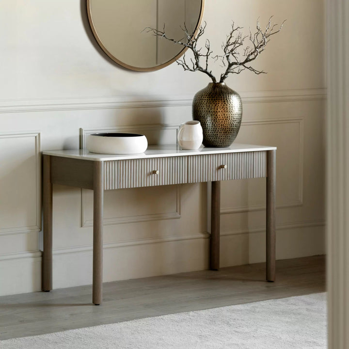 Catalan Marble Top 2 Drawer Console