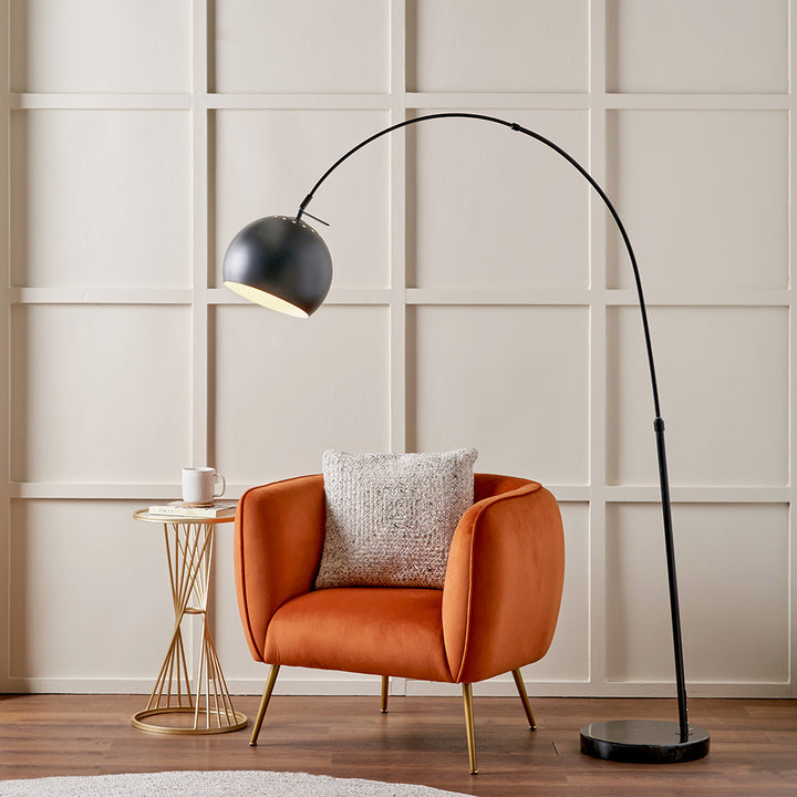 Feliciani Matt Black Metal and Black Marble Floor Lamp