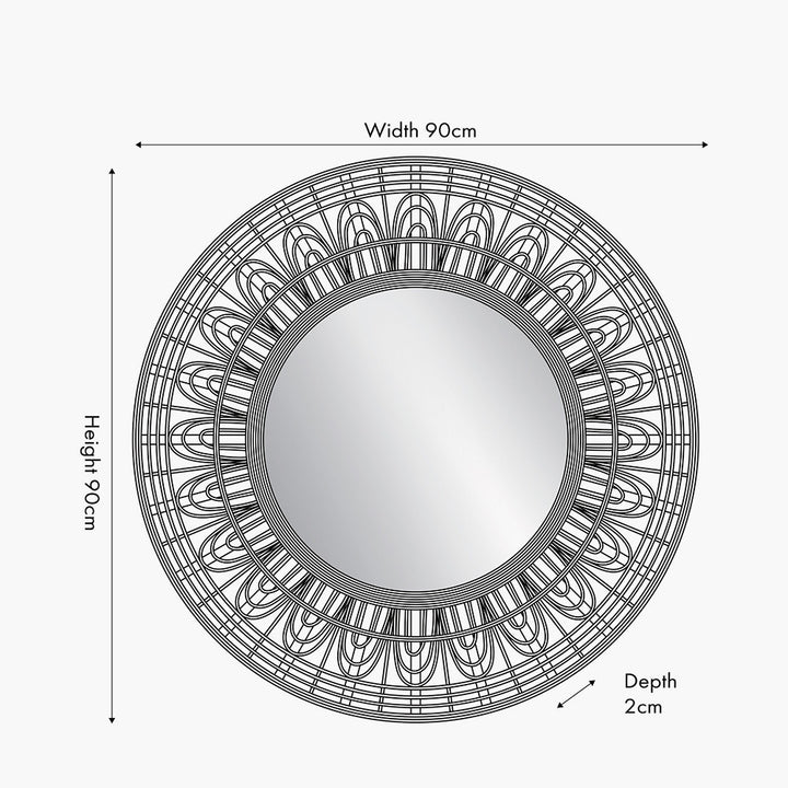 Natural Bamboo Frame Round Wall Mirror