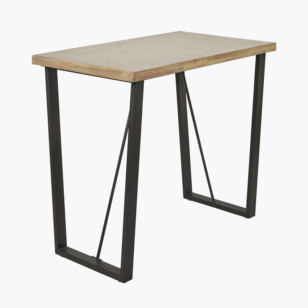 Marca Sand Wash Acacia Wood and Black Metal Bar Table