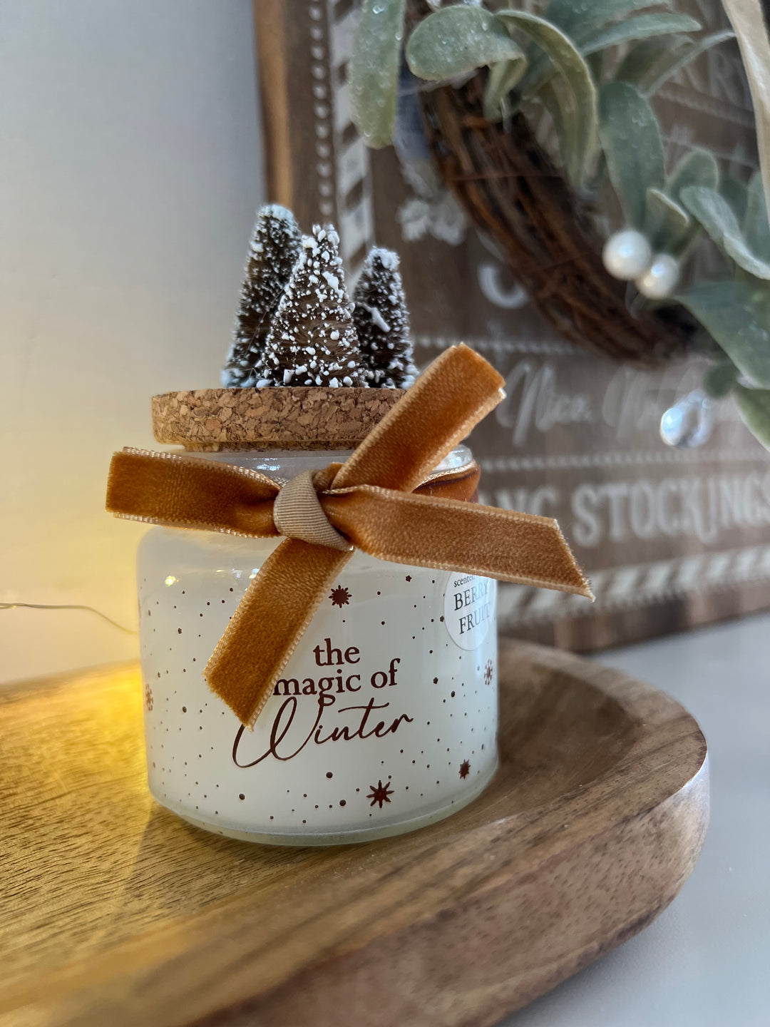 Candle With Gold Velvet Bow Tree 6cm