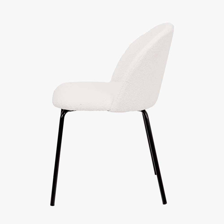 Turi Bouclé Fabric and Black Metal Dining Chair