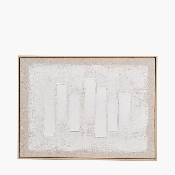 White and Natural Textured Canvas with Natural Frame
