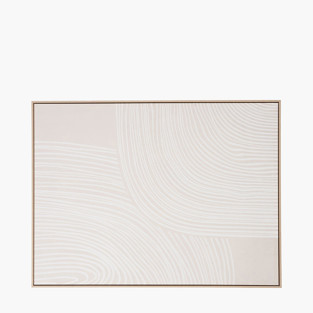 Natural and White Abstract Canvas with Natural Frame