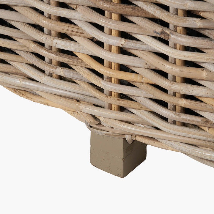 Tobs Set of 3 Indoor Outdoor Grey Kubu Rattan Square Basket Planters with Handles
