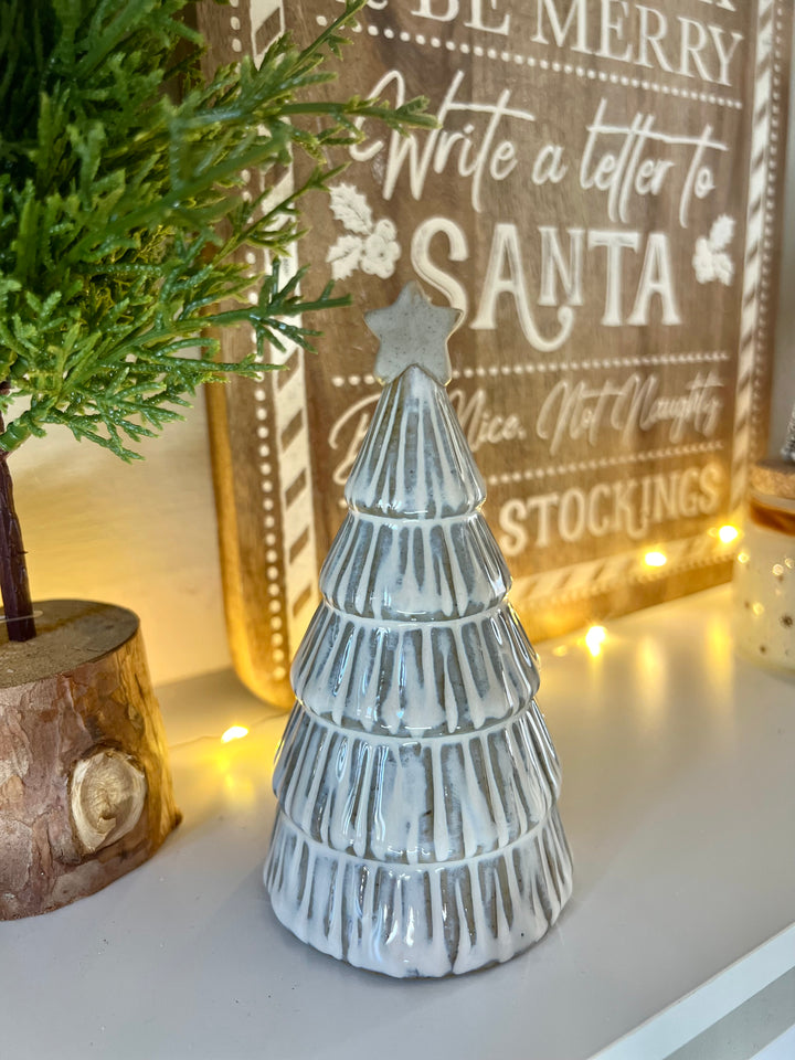 Natural White Glaze Festive Tree 13cm