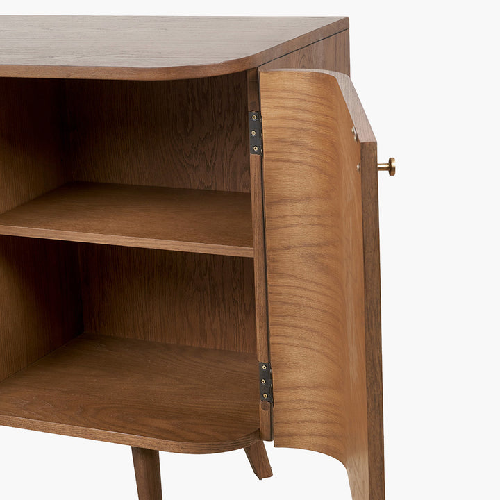 Elias Dark Ash Wood Retro 3 Door Sideboard