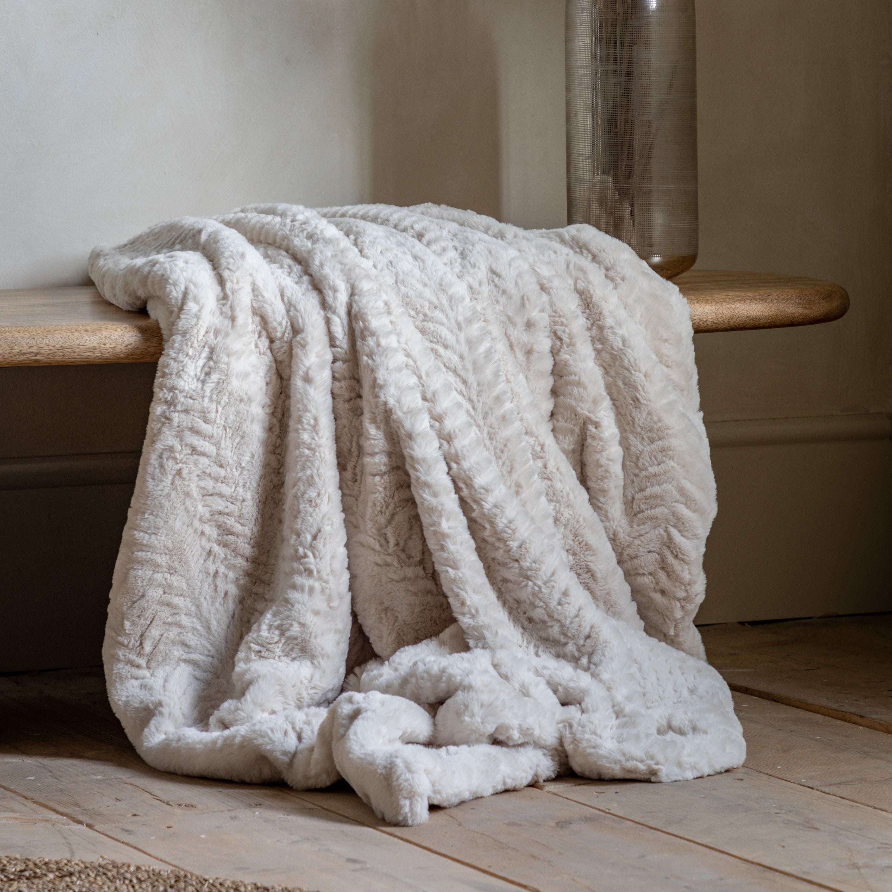 White rabbit fur throw sale