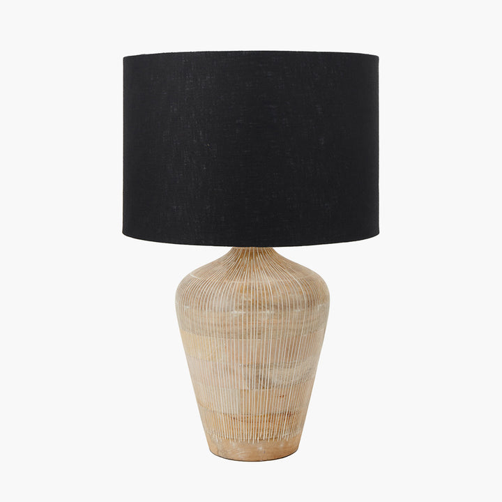 Taika White Wash Textured Wood Table Lamp Base