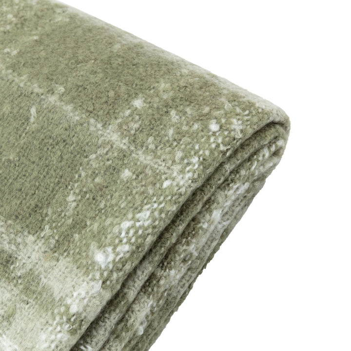 Check Faux Mohair Throw Olive