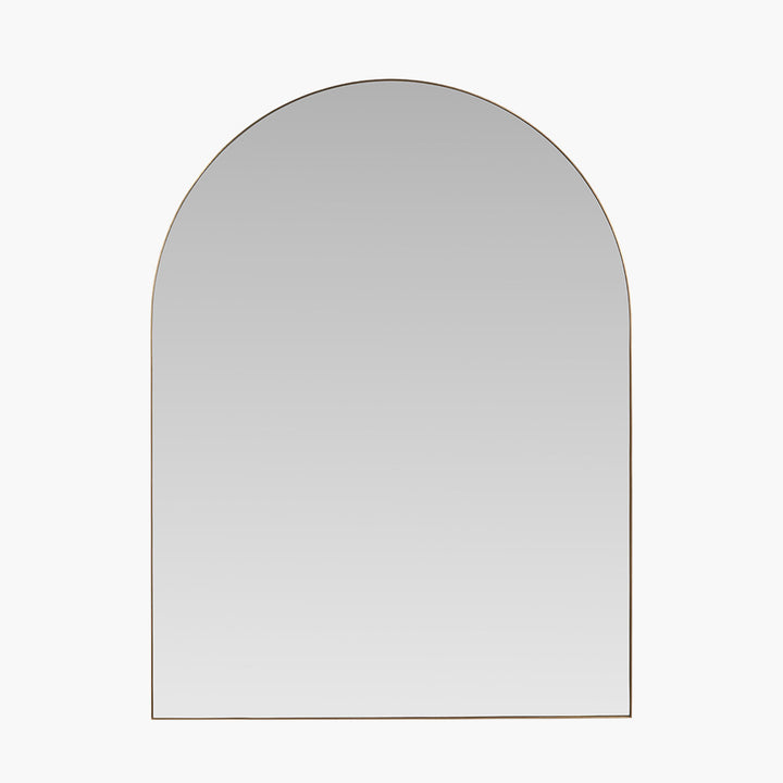 Brushed Gold Metal Slim Frame Tall Arch Wall Mirror