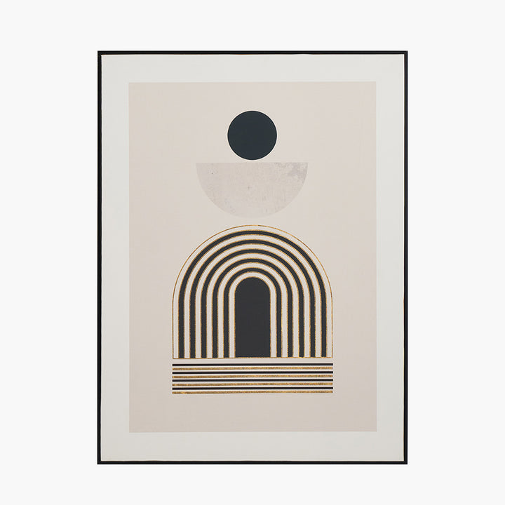 Art Deco Print with Linear Gold Detail and Black Frame