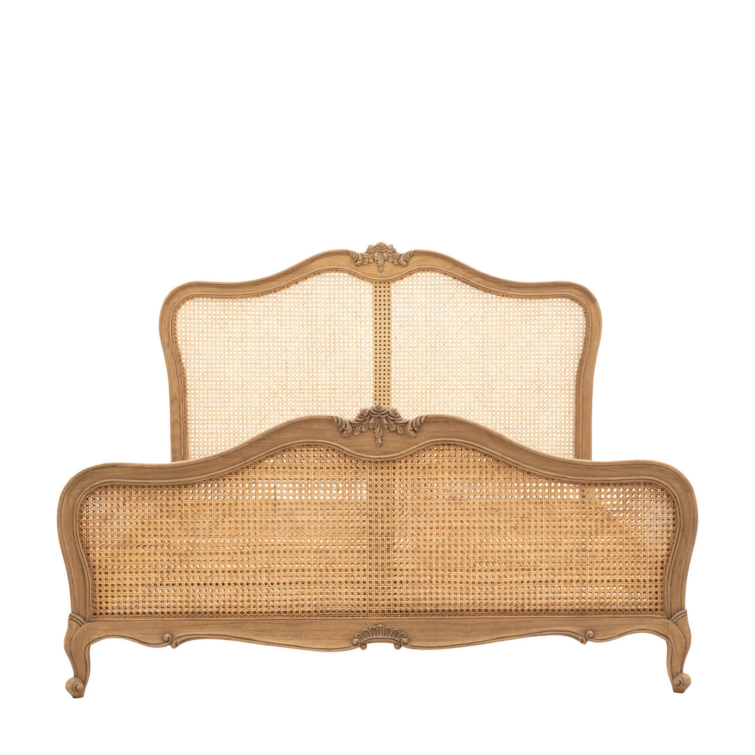 French Chic King Cane Bed Weathered