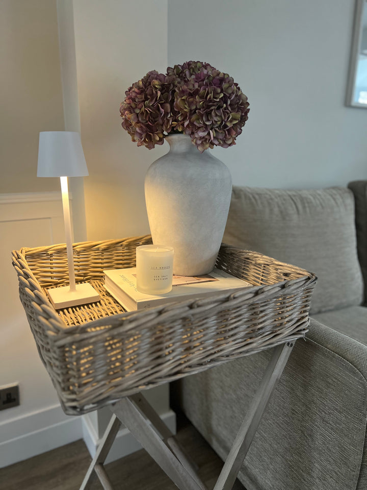 Large Neutral Wash Wicker Basket Butler Tray