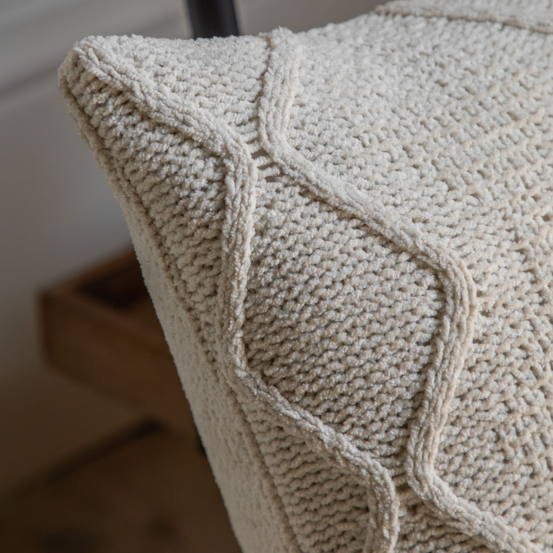 Chenille Chunky Cable Knit Cushion | Cream