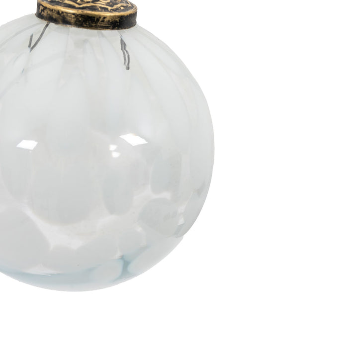 Set Of 6 White Glass Baubles 10cm