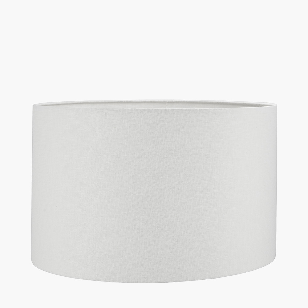 Aurelio Brass and Black Metal Textured Table Lamp Base with Lino 35cm White Self Lined Linen Cylinder Lampshade