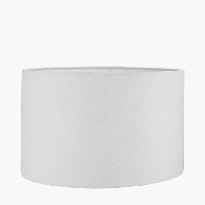 Aurelio Brass and Black Metal Textured Table Lamp Base with Lino 35cm White Self Lined Linen Cylinder Lampshade