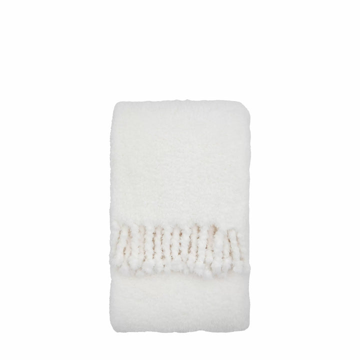 Plain Fringe Teddy Throw Natural