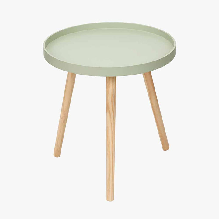 Halston Sage Green Wood Veneer and Natural Pine Wood Side Table