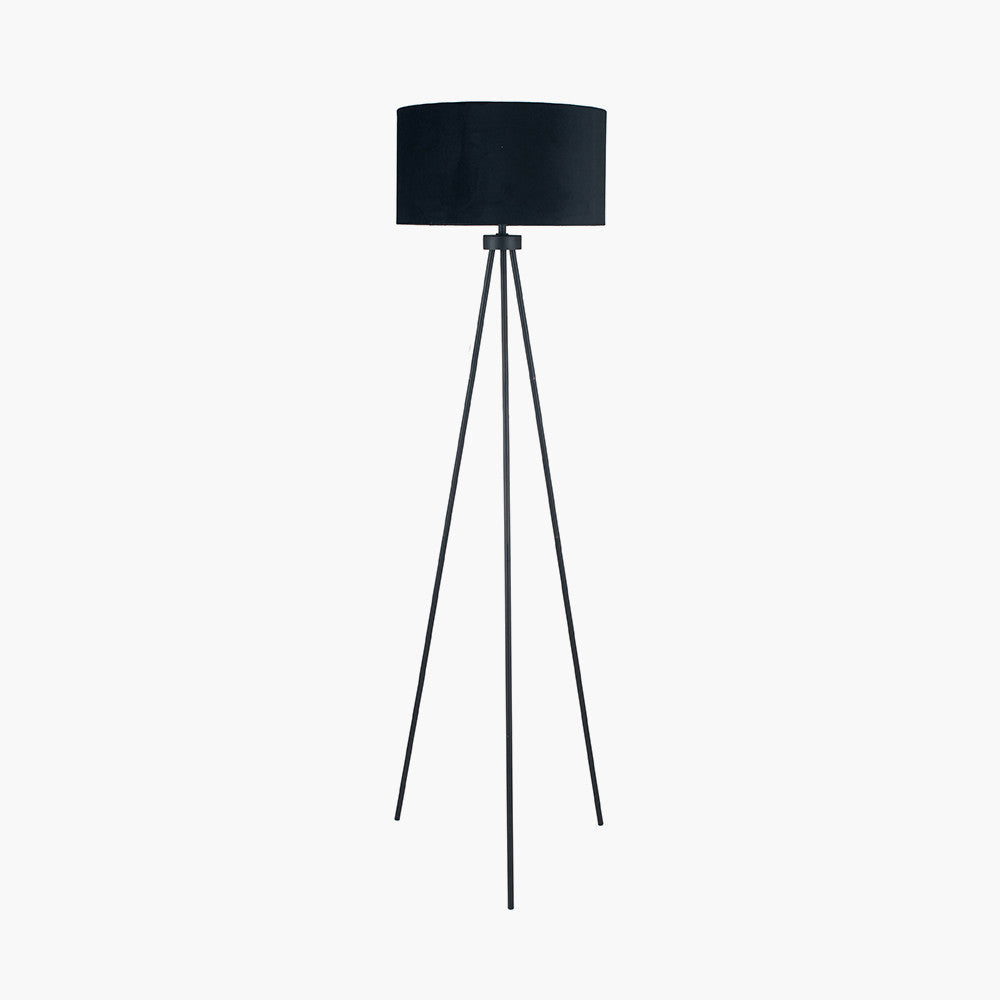 Houston Matt Black Metal Tripod Floor Lamp 159cm