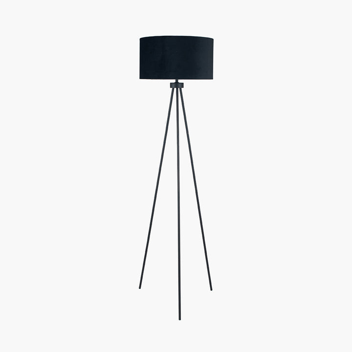 Houston Matt Black Metal Tripod Floor Lamp 159cm