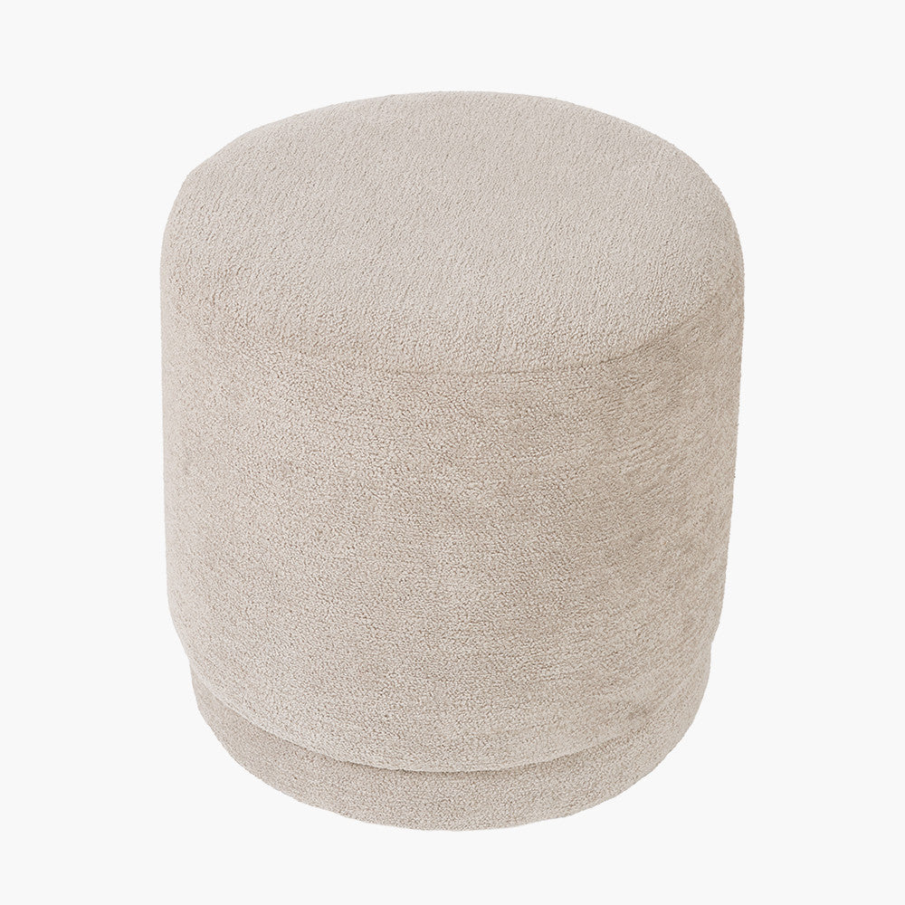Sassari Taupe Teddy Fabric Cylinder Pouffe