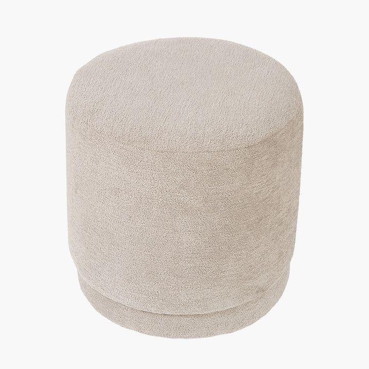 Sassari Taupe Teddy Fabric Cylinder Pouffe
