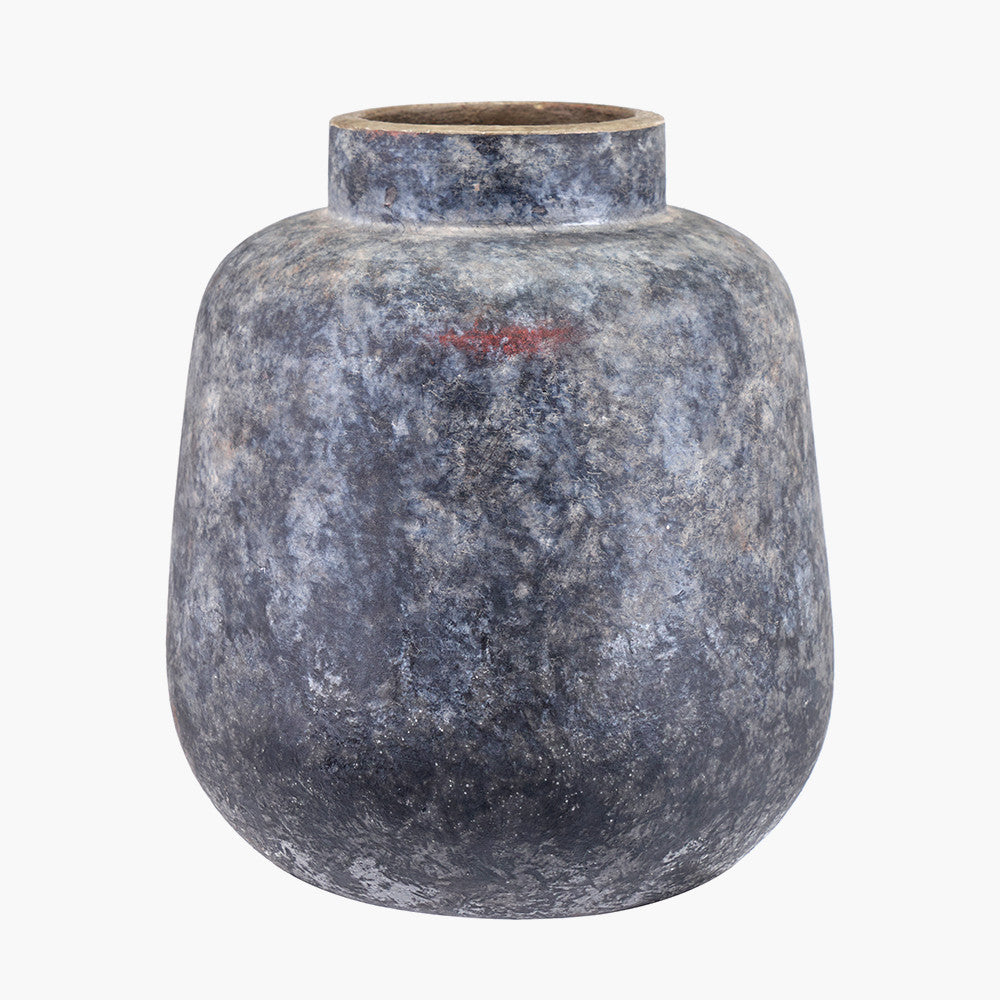 Vulcan Grey Distressed Vintage Effect Stoneware Vase