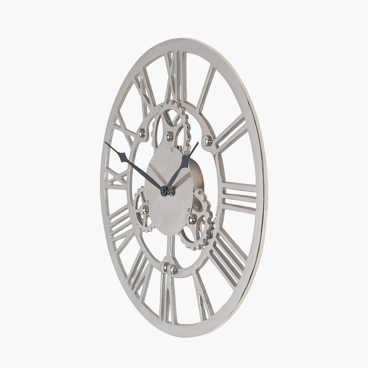 Nickel Cog Design Round Wall Clock