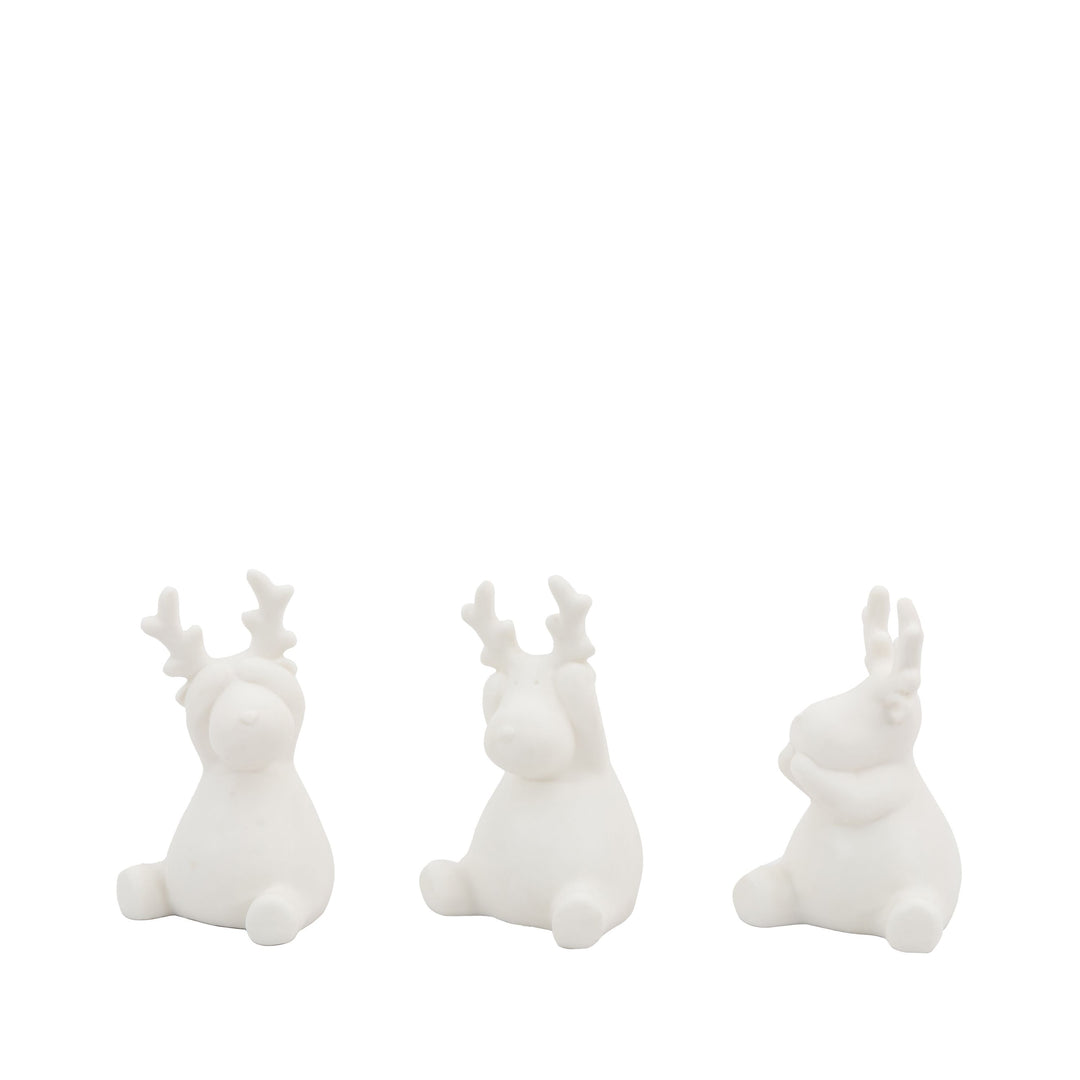 Reindeer with LED White Set of 3