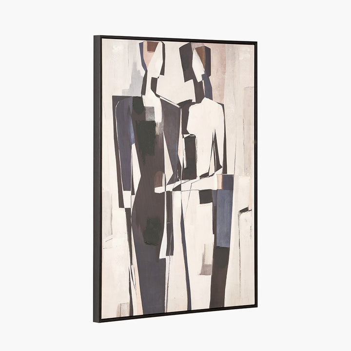 Monochrome Abstract People Canvas with Black Frame