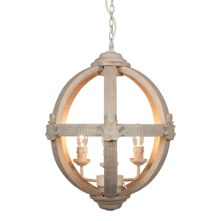 Javier Small Round Wooden Electrified Pendant