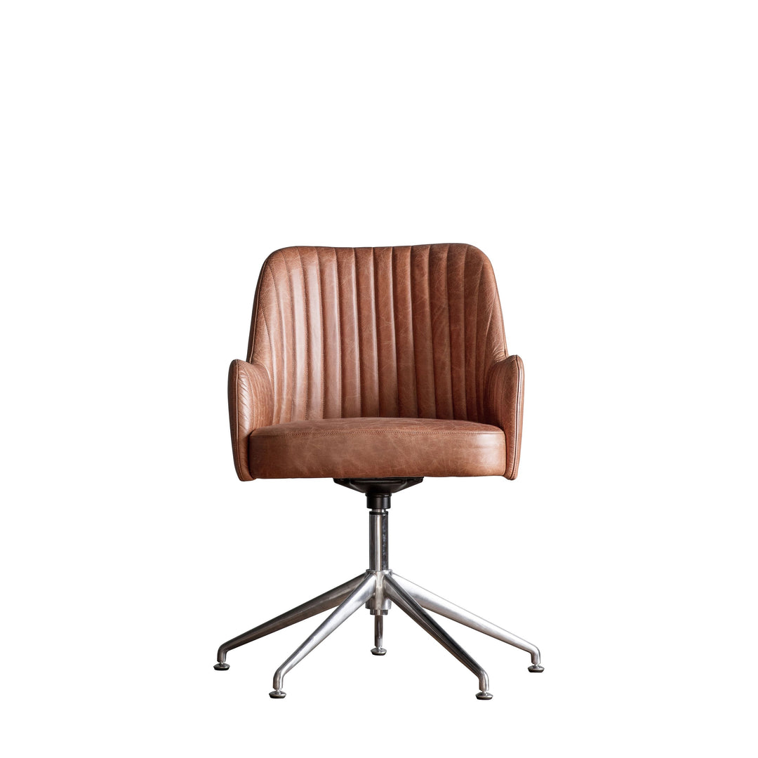 Vintage Leather Swivel Chair | Tan