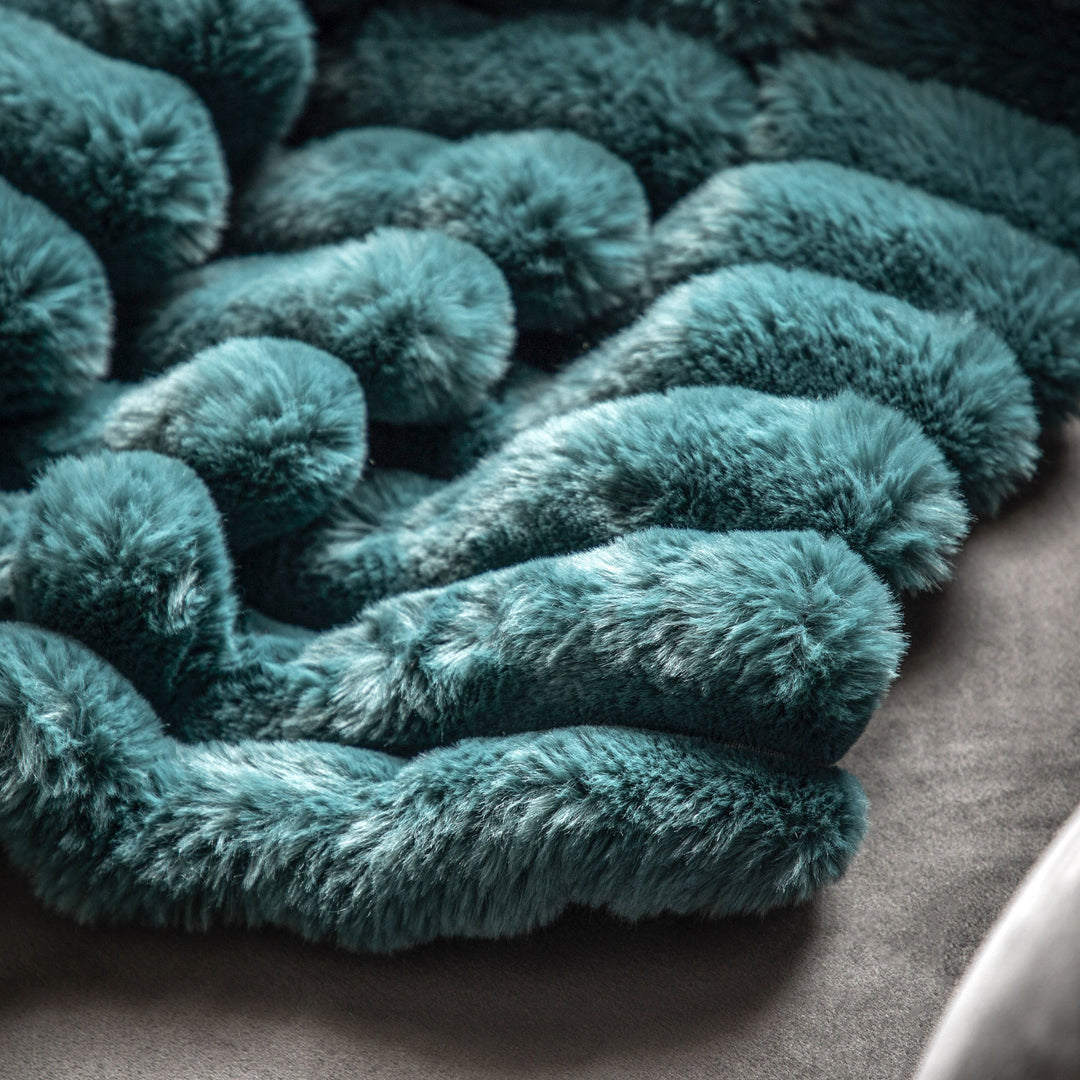 Ribbed Faux Fur Throw