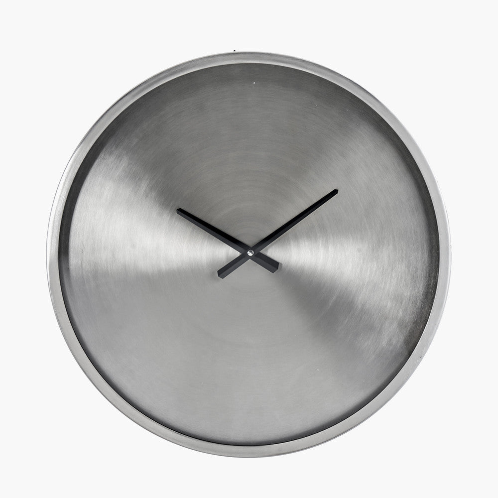 Brushed Silver Metal Round Wall Clock 50cm