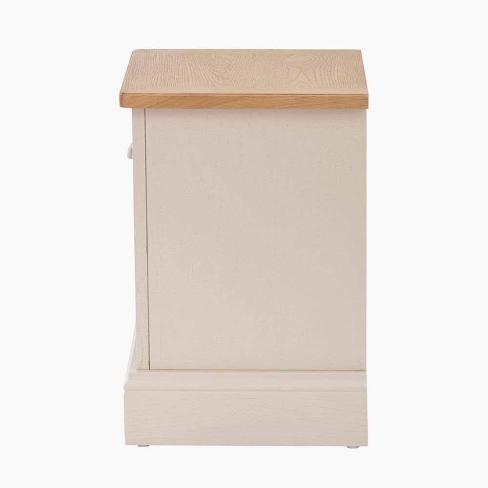 Fairford Parchment White Pine and Oak Wood 1 Drawer Unit