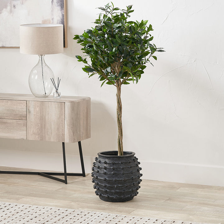 Black Bobble Fibrestone Decorative Planter Large 39cm