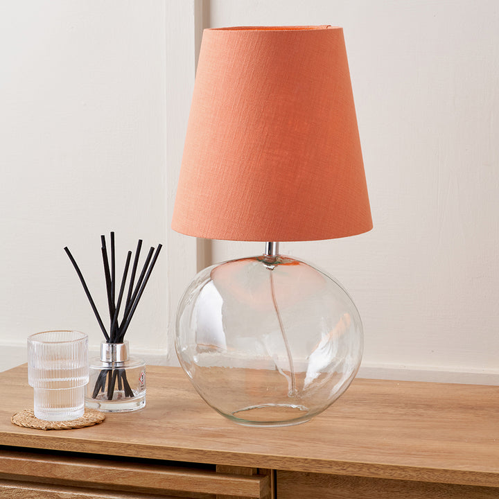 Hallie Clear Glass and Terracotta Shade Table Lamp