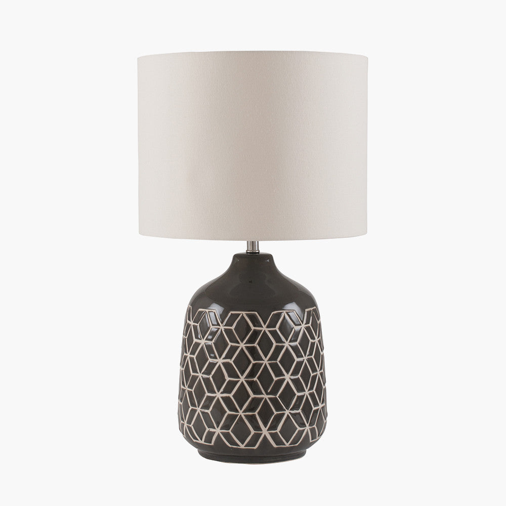 Athena Dark Grey Geo Ceramic Table Lamp