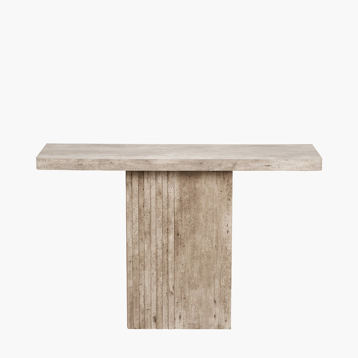 Elkton Concrete Effect Wood Veneer Groove Detail Console Table