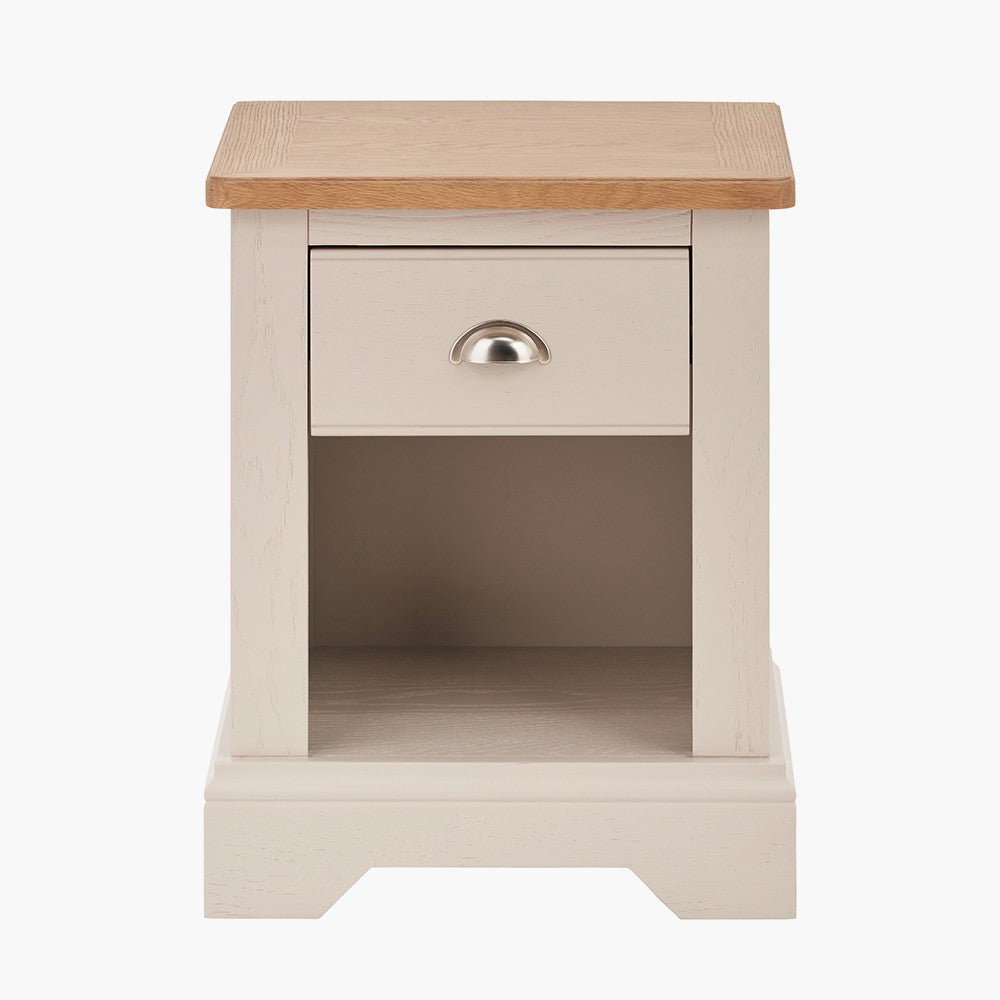 Fairford Parchment White Pine and Oak Wood 1 Drawer Unit
