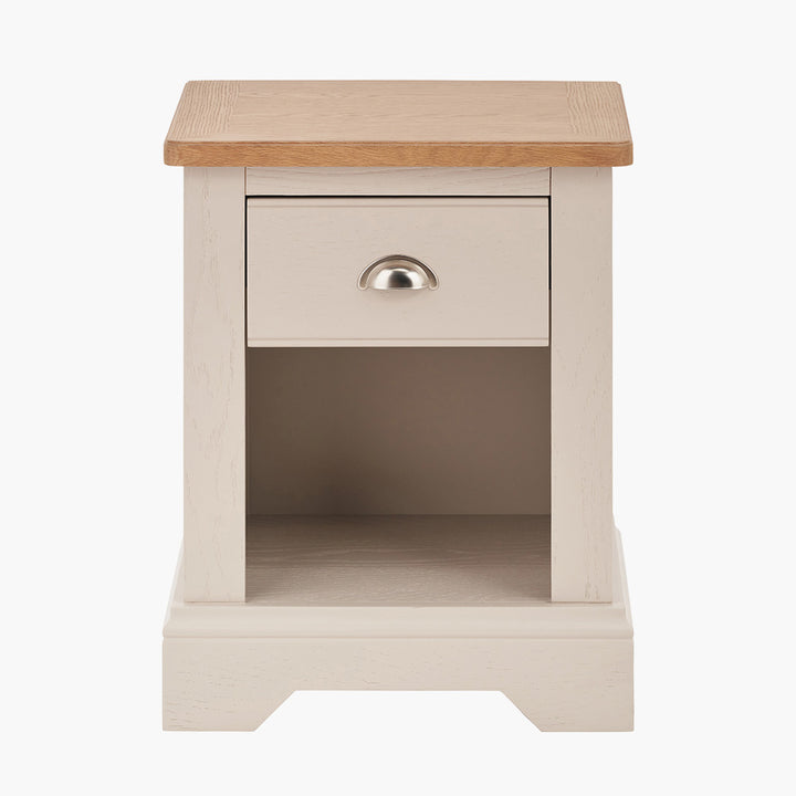 Fairford Parchment White Pine and Oak Wood 1 Drawer Unit