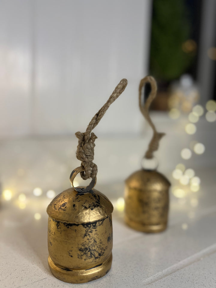 Vintage Gold Hanging Cow Bell | Large 10cm