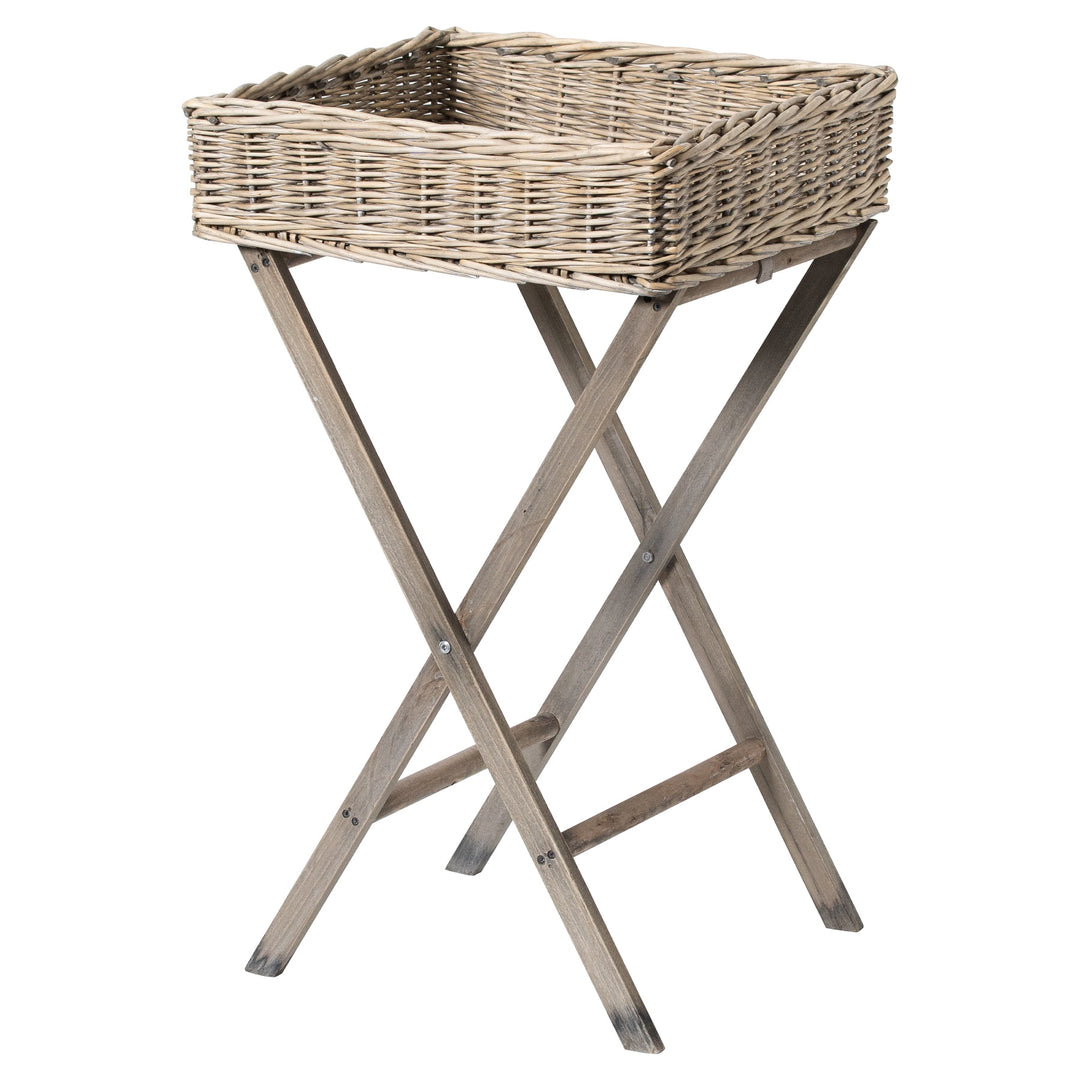 Large Neutral Wash Wicker Basket Butler Tray