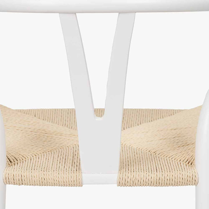 Quinn White Beech Wood and Natural Paper Rope Dining Chair