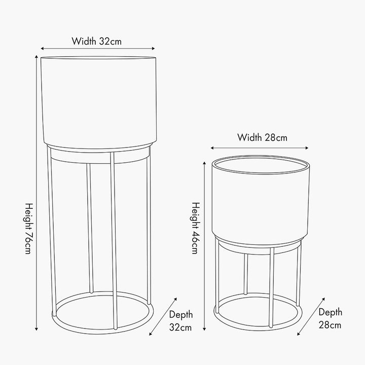 Set of 2 Graphite Metal Circular Planters