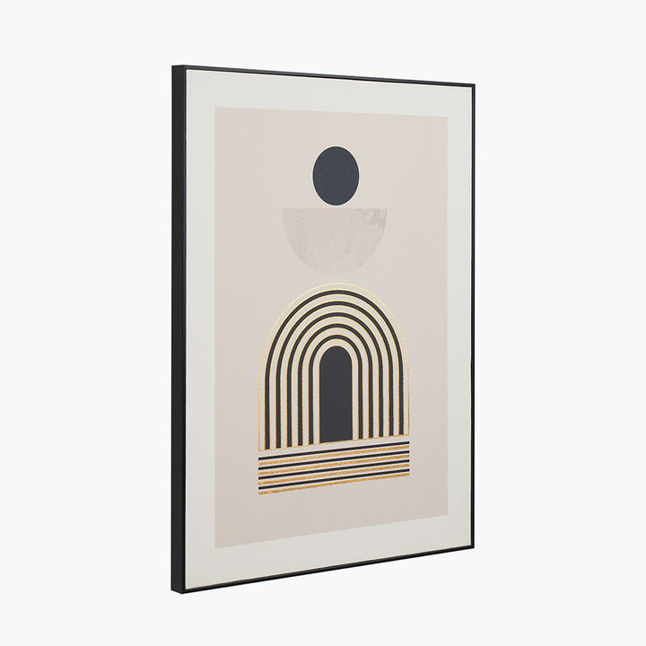 Art Deco Print with Linear Gold Detail and Black Frame