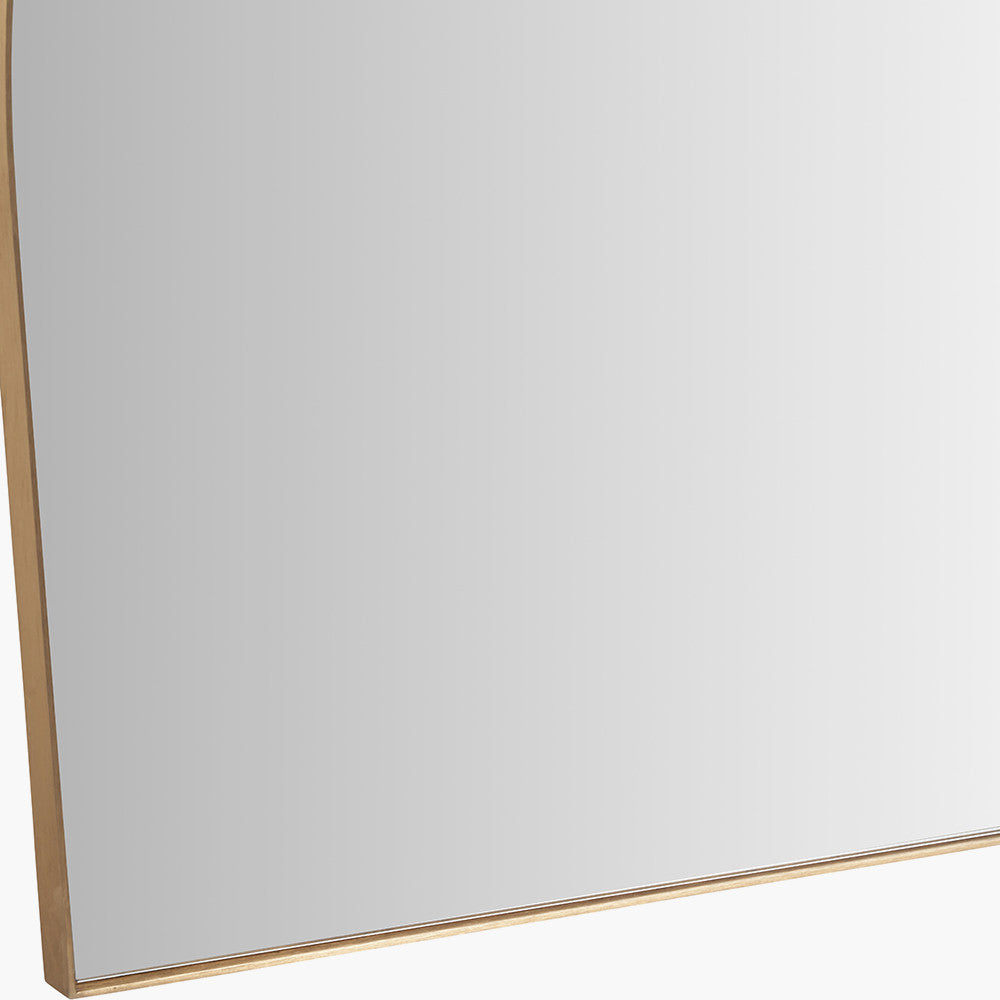 Brushed Gold Metal Slim Frame Wide Arch Wall Mirror