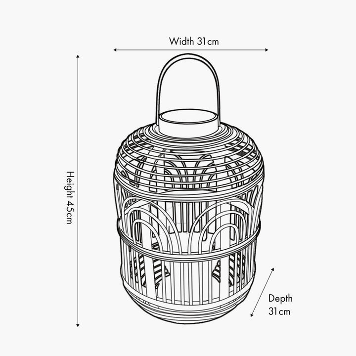 Black Bamboo and Glass Lantern Large